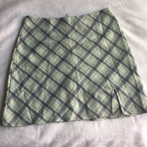 mint green plaid mini skirt